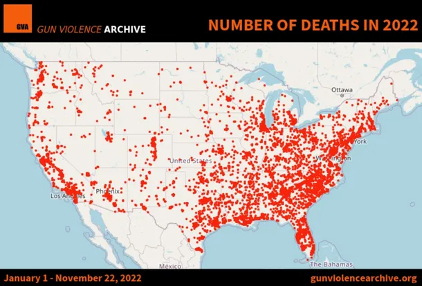 En lo que va del año murieron 121 personas por día en Estados Unidos en episodios con armas de fuego