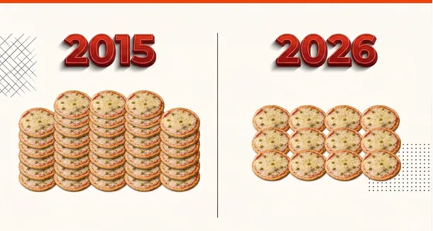El espeluznante desplome del «Índice Pizza»: un sueldo mínimo compraba 33 en 2015 y hoy solo alcanza para 12